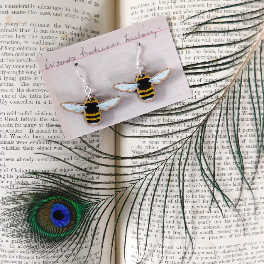 Bumblebee Wooden Earrings