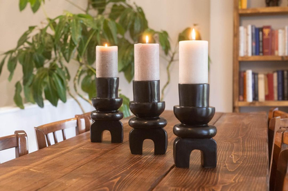 Ebony Candle Holder Set