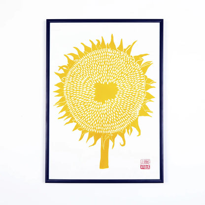 Sunflower Yellow Lino Print by 'Ulrike' A3