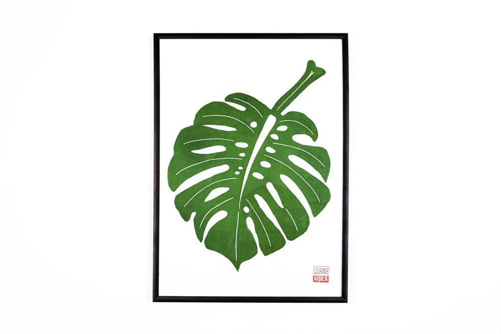 Monstera Lino Print by 'Ulrike' A3