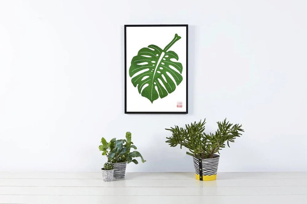 Monstera Lino Print by 'Ulrike' A3